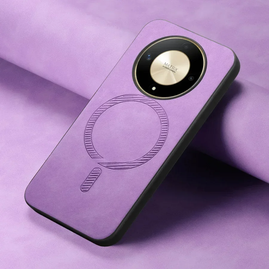 Luxury Leather Magnetic Smart Case for Wireless Charging - For Honor