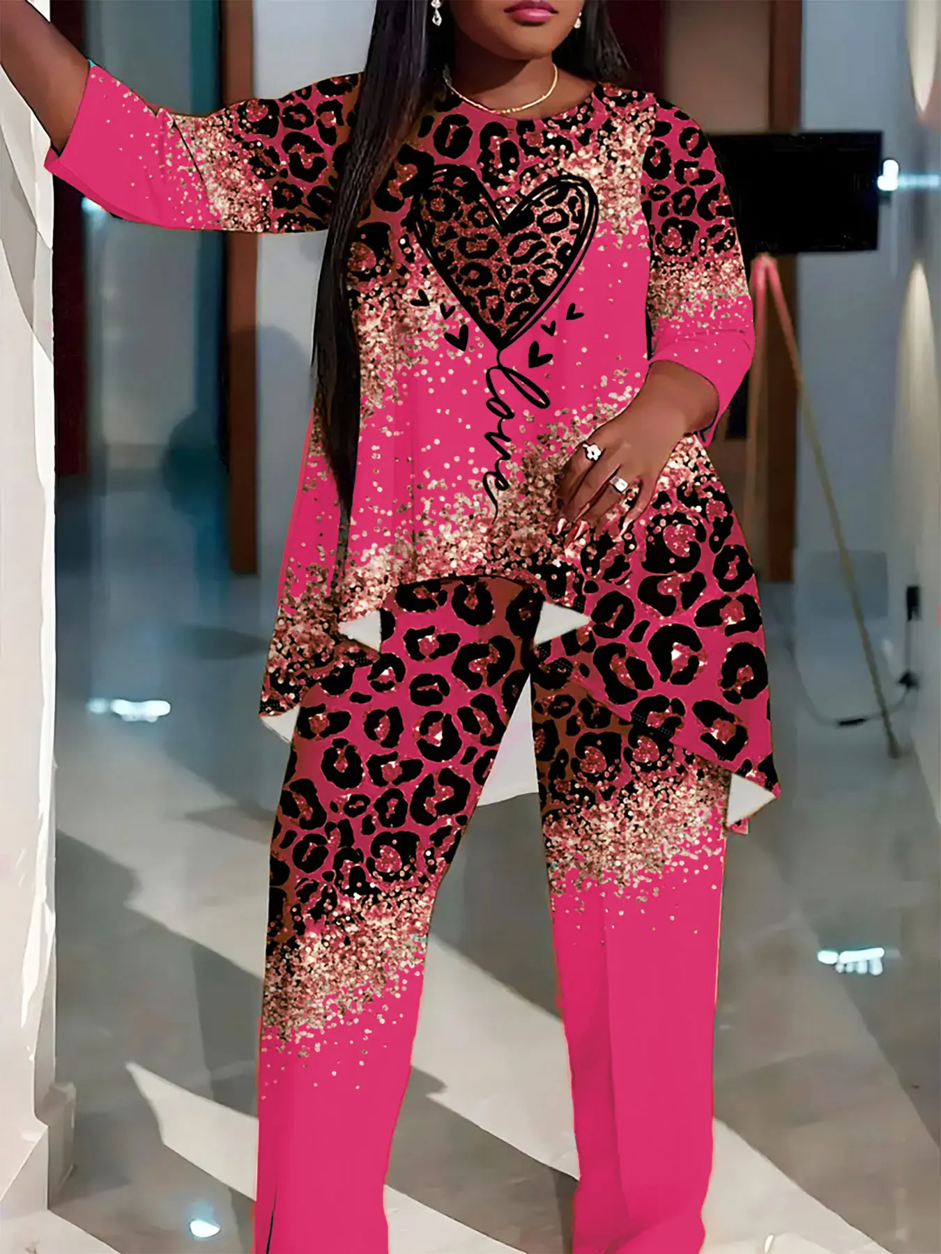 Plus Size Women’s Two-Piece Suit for Vacation and Leisure Plus Size Women’s Two-Piece Suit for Vacation and Leisure