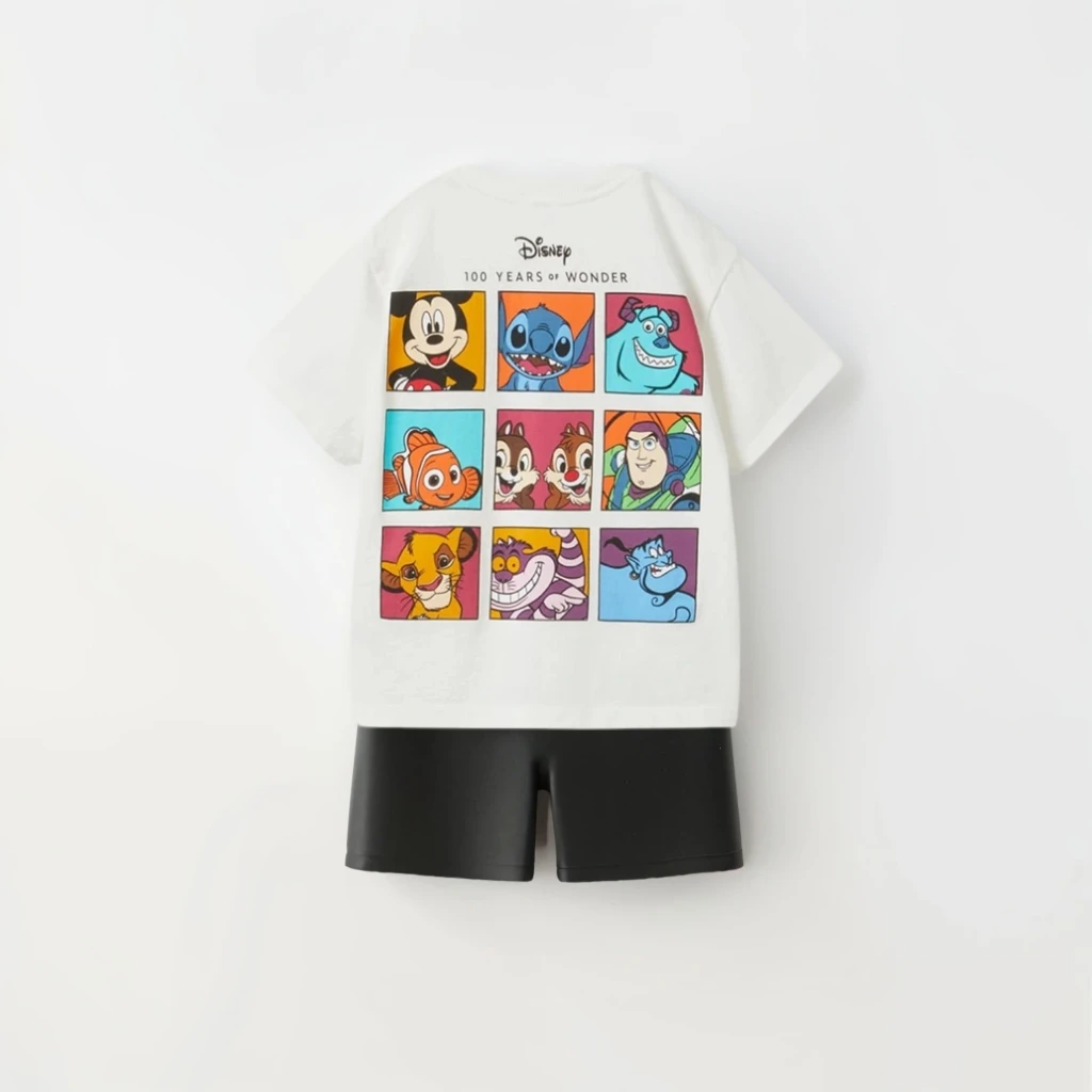 Disney Summer New Style Boys' Short Sleeved Orange T-shirt Shorts Two-piece Set Children's Breathable Casual Outfits Kids Top 6