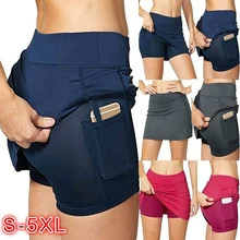 

Women's High Waist Summer Shorts Skirt Athletic Workout Active Drawstring Elastic Waist Pockets 2 In 1 Fitness Shorts Skirt