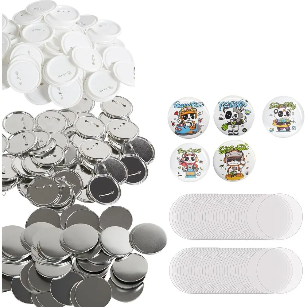 37mm round complete button supplies set with plastic... 200 Sets 3 inch 75mm Pin Back Button Parts, DIY Round Button Badge ...