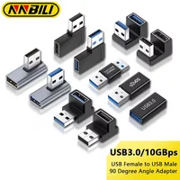 NNBILI USB3.0 Male to Female Right Angle Extension Adapter USB Upward Elbow 90 Degree Adapter 10Gbps For Laptop PC Connector