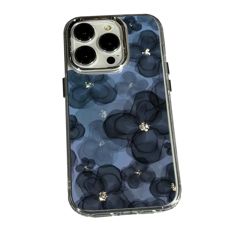 Dark Blue Floral TPU Phone Case Cover