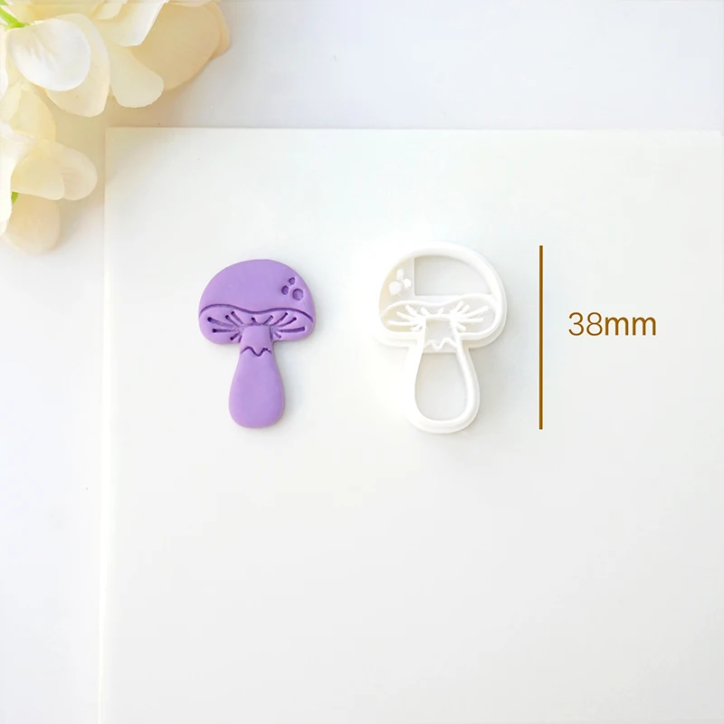 Mushroom Shape Polymer Clay Cutter 25/38mm Exquisite Mushroom Mold DIY Earring Pendant Printing Decoration Pottery Tools
