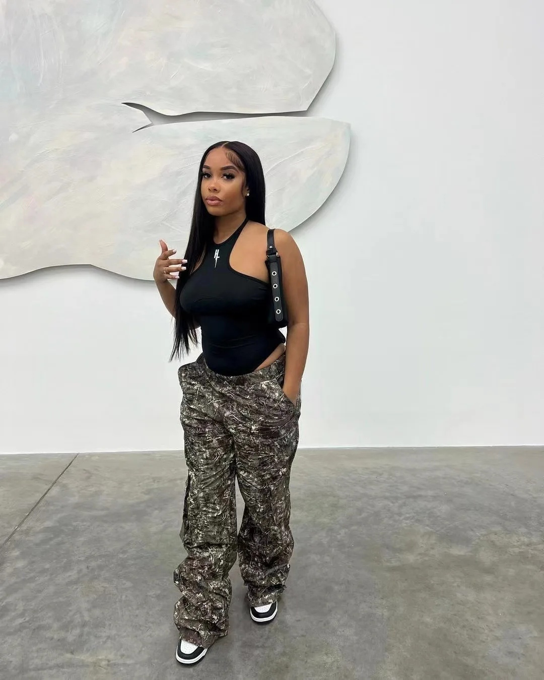Women'S Trousers Summer Women Streetwear High Waist Cargo Pants With Pockets Lady Casual Camouflage Baggy Straight Wide Leg Pant