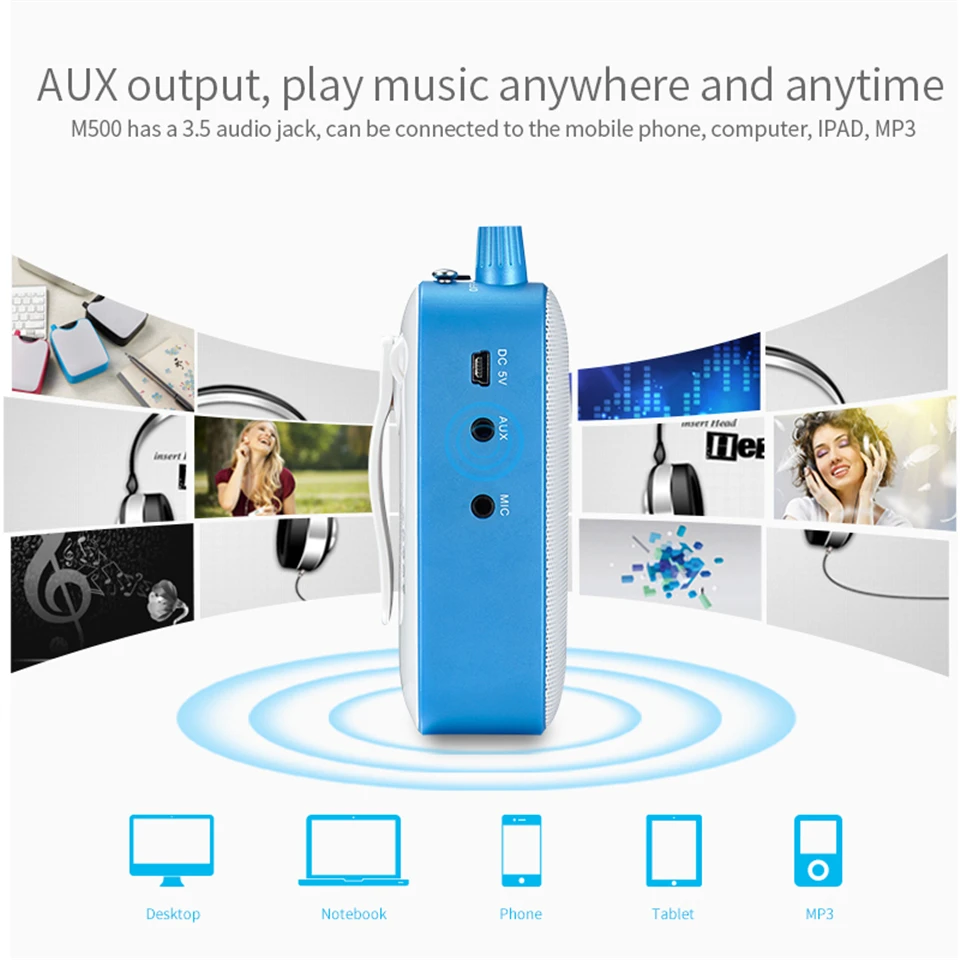 fio, microfone UHF estéreo, alto-falante AUX para