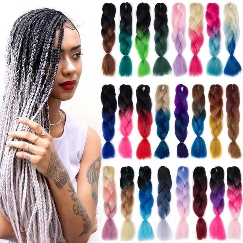 

60cm Jumbo Braiding Hair Extension Synthetic High Temperature FibeCrochet Twist Braids Ombre Hair Extension for Women DIY Hair