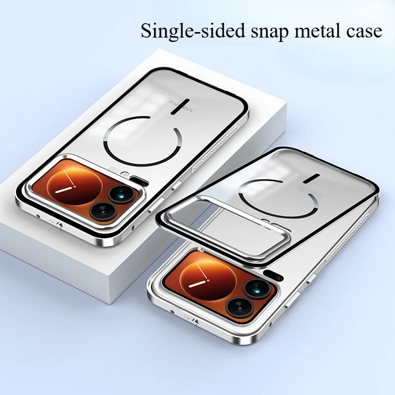 Magnetic Aluminium Frame Magsafe Case with Transparent Acrylic Back Cover
