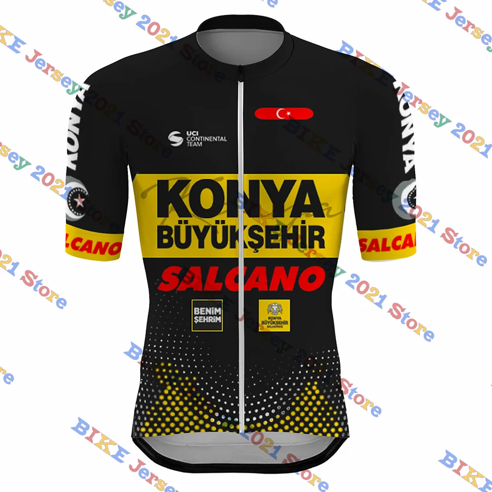 Konya-Buyuksehir Belediye 스포츠 세트, Maillot Completo 사이클링 저지 빕 숏 세트, 로드 바이크 의류, 드레스 슈트, 레드, 블랙, 2023