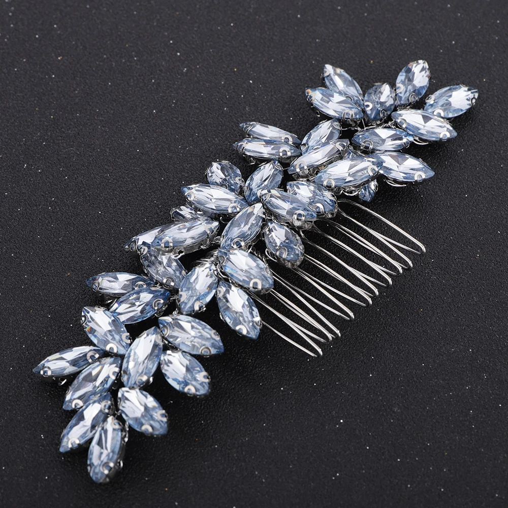 Sb75a2156579442139c4ecdc7bebf1417p Fashion Rhinestone Hair Comb for Bridal Headpiece 9 Color Wedding Hair Accessories Women Handmade Tiara Headdress Party Headwear Mallzona