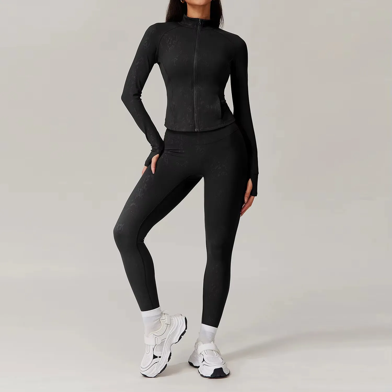 2Pcs Fitness Set Women Workout Suit Quick-Drying Yoga Gym Jackets Running Sportswear
