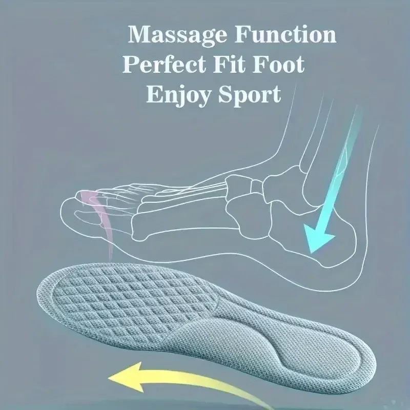 Sport Insoles 1pair 5D Sports Insoles invisible inner raised insole for male and female comfort with soft sole and full cushion for shock