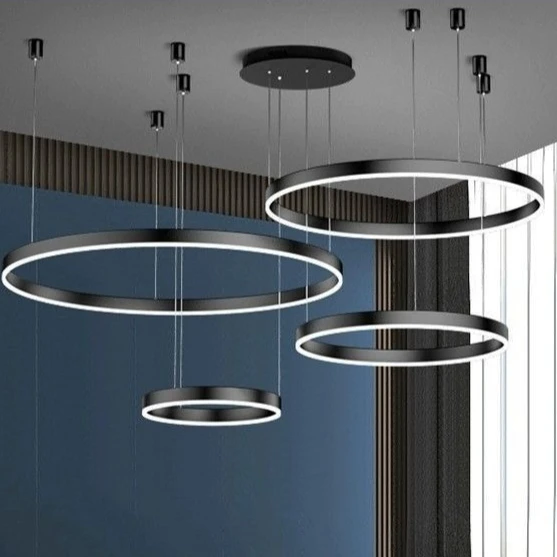 Minimalist Round Chandelier Modern Pendant Light Dining Room Living Room Bedroom Ceiling Lamp Nordic LED Hanging Fixture