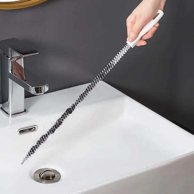 Brosse en nylon spirale anti-blocage, tuyau d'égout de cuisine, bande de dragage de cheveux, brosse d'évier de toilette, gadgets de cuisine 1