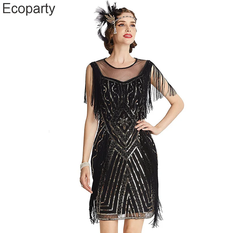 Robe Gatsby pour femmes, tenue de soirée élégante, à paillettes, à franges,  Vintage, à volants, pour demoiselles d'honneur, modèle des années 20,  nouvelle collection 1920 - AliExpress