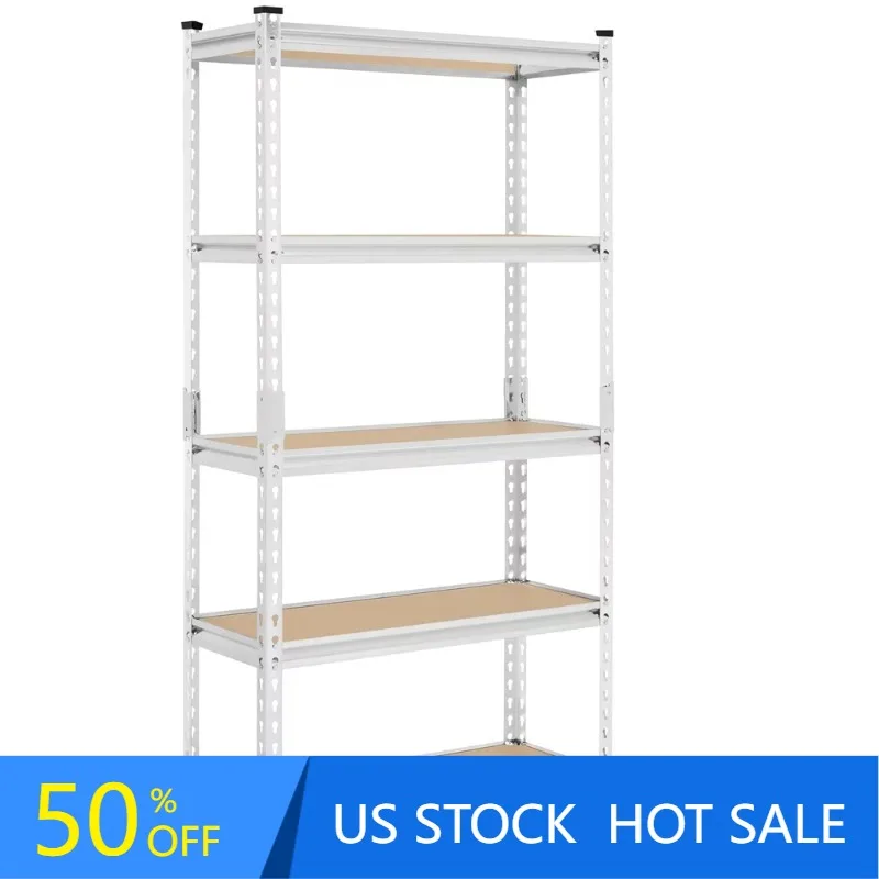 

60"H 5-Tier Adjustable Boltless Storage Shelves Units, Silver
