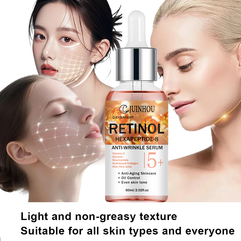 Siero Ringiovanente per il Viso JUINHOU con Complesso Retinolo ed Hexapeptide-8, Leviga la Pelle Ruvida, Stimola il Collagene, Affina i Pori, Illumina la Pelle Opaca - immagine 2