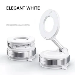 Magnetic Suction Cup Phone Stand with 360° Rotation and Foldable Bracket (White)