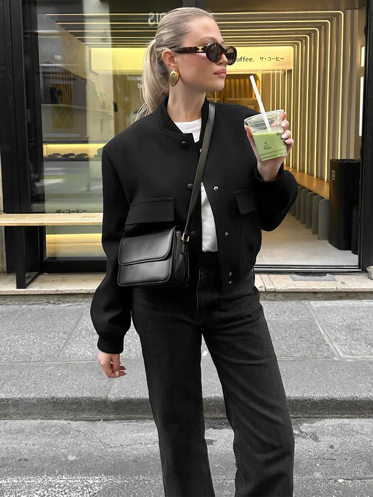TARUXY Slim Cotton Jackets For Women Casual Winter Long Sleeve Short Coat Woman Street Temperament Clothes Women's Autumn 2023