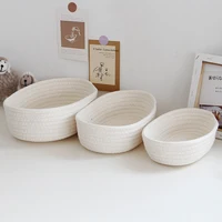 Desktop Sundries Basket Storage Box Hand Woven Basket Kids Toys Organizer Office Stationery Cosmetics Snack Pouch Accessories 3