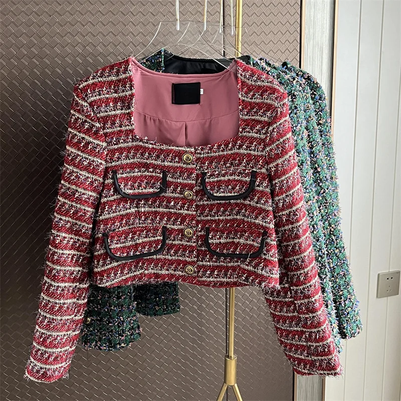 

2023 Autumn French Vintage Small Fragrant Tweed Jacket For Women Luxury Runway Korean Fashion Woolen Short Coats Jaqueta Casacos