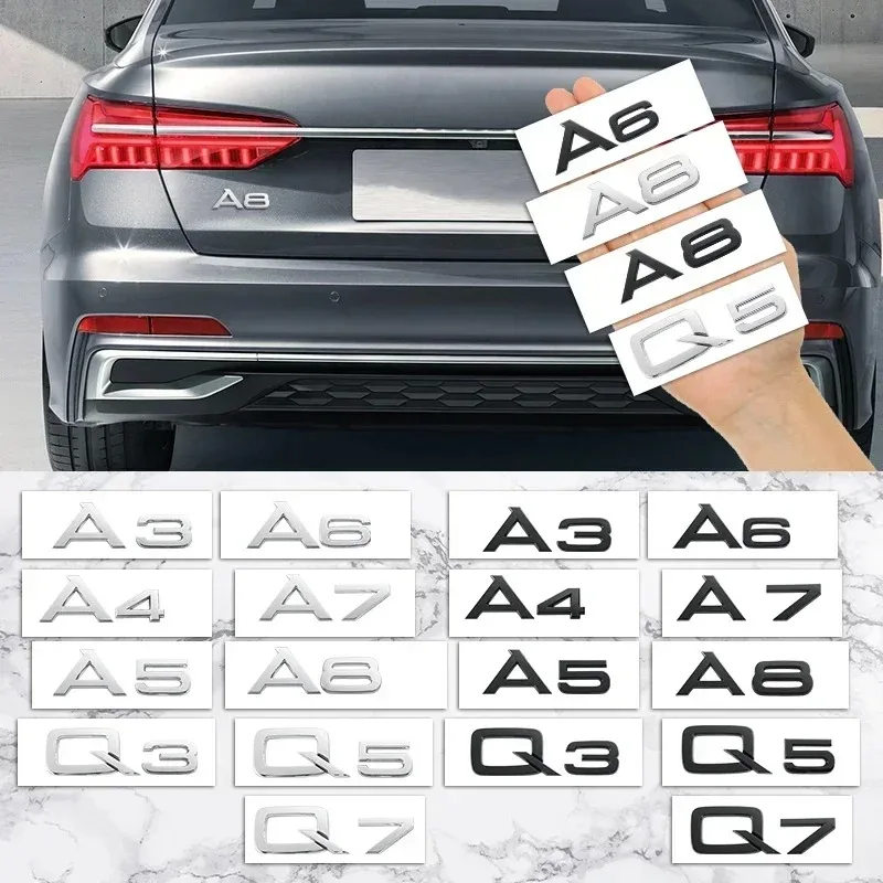 

3D ABS Car Rear Trunk Letters Nameplate Badge Emblem Sticker For Audi A1 A3 A4 A5 A6 A7 A8 Q2 Q3 Q5 Q7 Modification Accessories