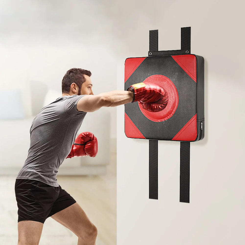 Boxing Punch Target PU Leather Boxing Mats Adjustable Height Square Wall Target Boxing Training Sandbag for Martial Arts Karate