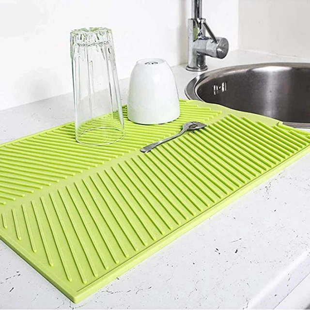 Silicone Drying Mat, 16'' x 12'' - Dish Drying Mat, Heat Resistant Hot Pot  Holder, Dish Mat Drying Kitchen Mat Non-Slip, Silicone Sink Mat for Kitchen