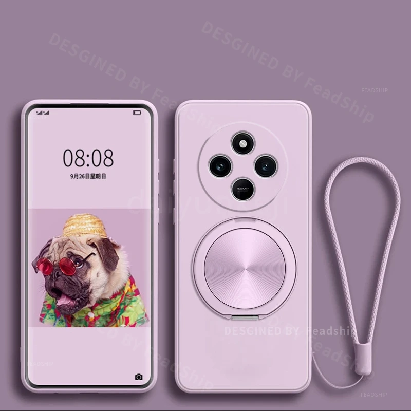 Silicone Phone Case with Magnetic Holder and Screen Protector - Soft Cover with Bracket
