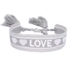 Boho tissé broderie amour poignet tricoté Bracelets d'enveloppement corde à la main tissage tressé glands ethnique femmes hommes bijoux