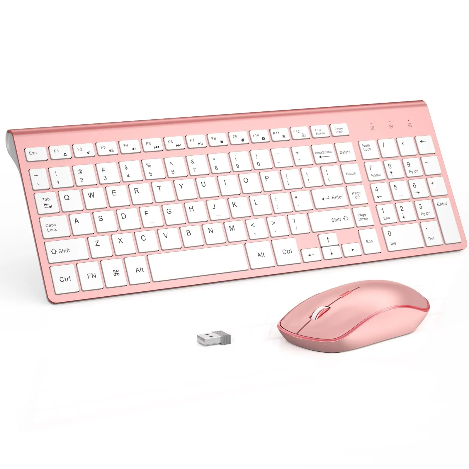 Teclado sem Fio Portátil e Mouse 2.4g Tamanho Completo Teclado Numérico Computador Desktop Laptop Rosa - Imagem 5
