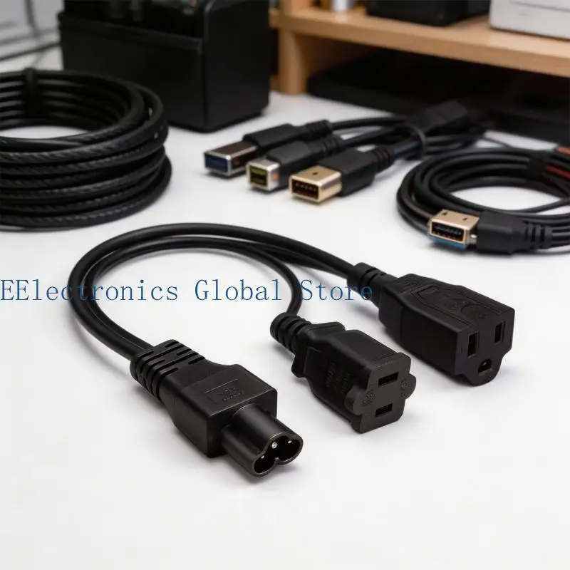 NEMA 1 15R 및 5 15R 저장소를 두 배로 늘리는 462B 30Cm 전기 어댑터 분배기 케이블 IEC320