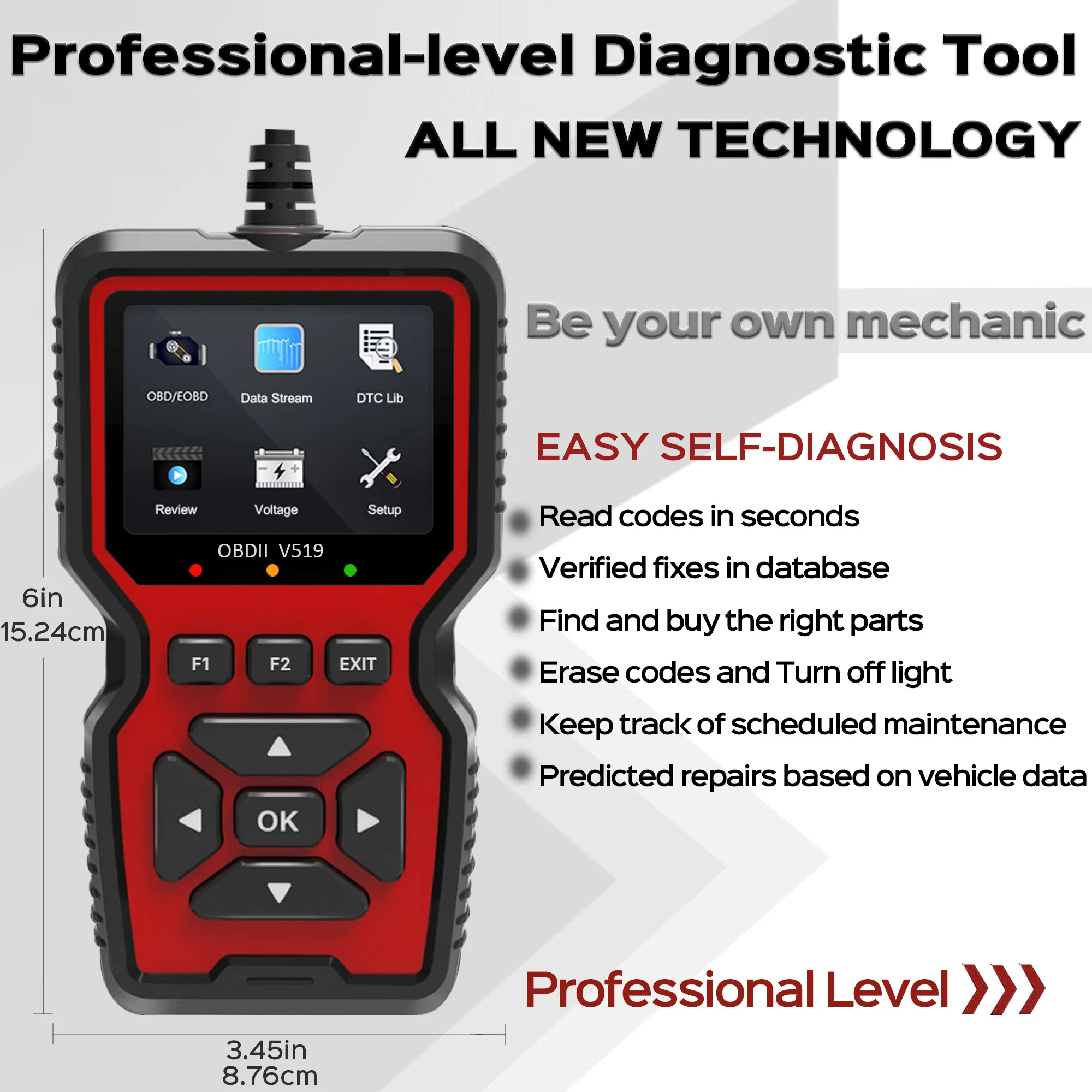 OBD2 Scanner Live Data Professional Mechanic OBDII Diagnostic Code Reader Tool for Check Engine Light 2