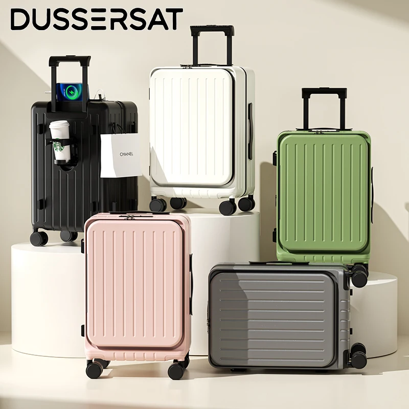 New Front Open Suitcase Hut Trolley Box 20/24/26 Inch High Quality Frame Large Capacity Suitcase Men's Ladies' Travel Case