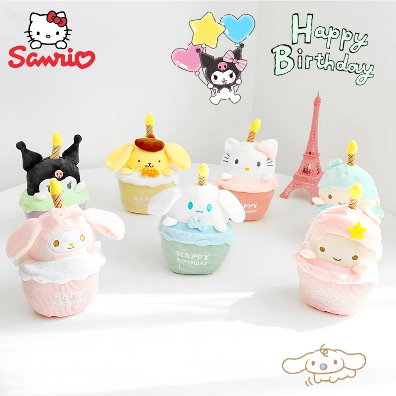 

Симпатичная плюшевая кукла в форме торта на день рождения Sanrio полакко My Melody Cinnamoroll Kuromi, плюшевые игрушки, детские игрушки