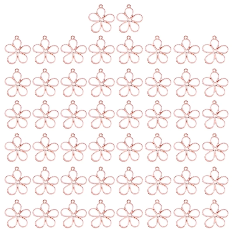 

Pack of 50 Hollow Flower Pendants Alloy Flower Charm Small Flower Necklace Part