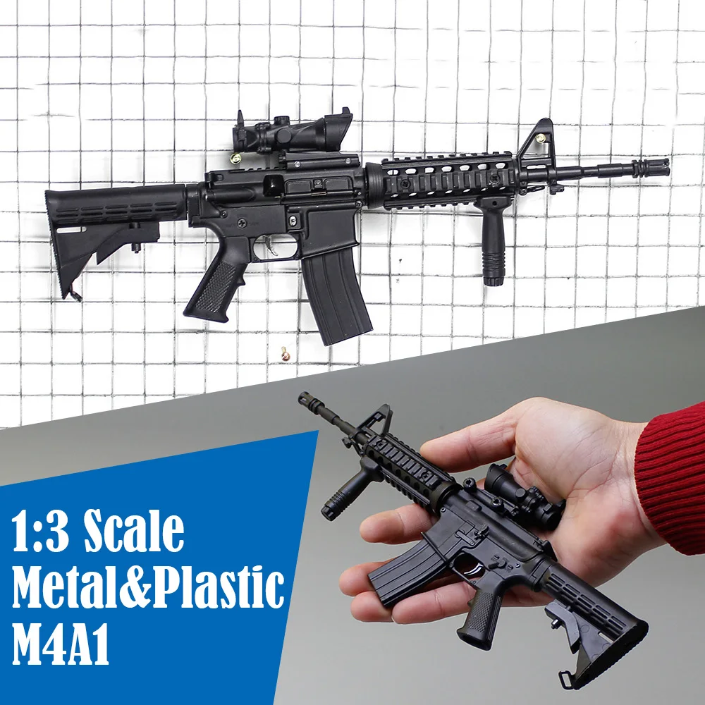 DIY 1:3 Scale Mini Alloy M4 Toy Gun Rifle Detachable Gun Model Plastic Metal Pistol Weapon Assembly for Boys Collection Gifts 2
