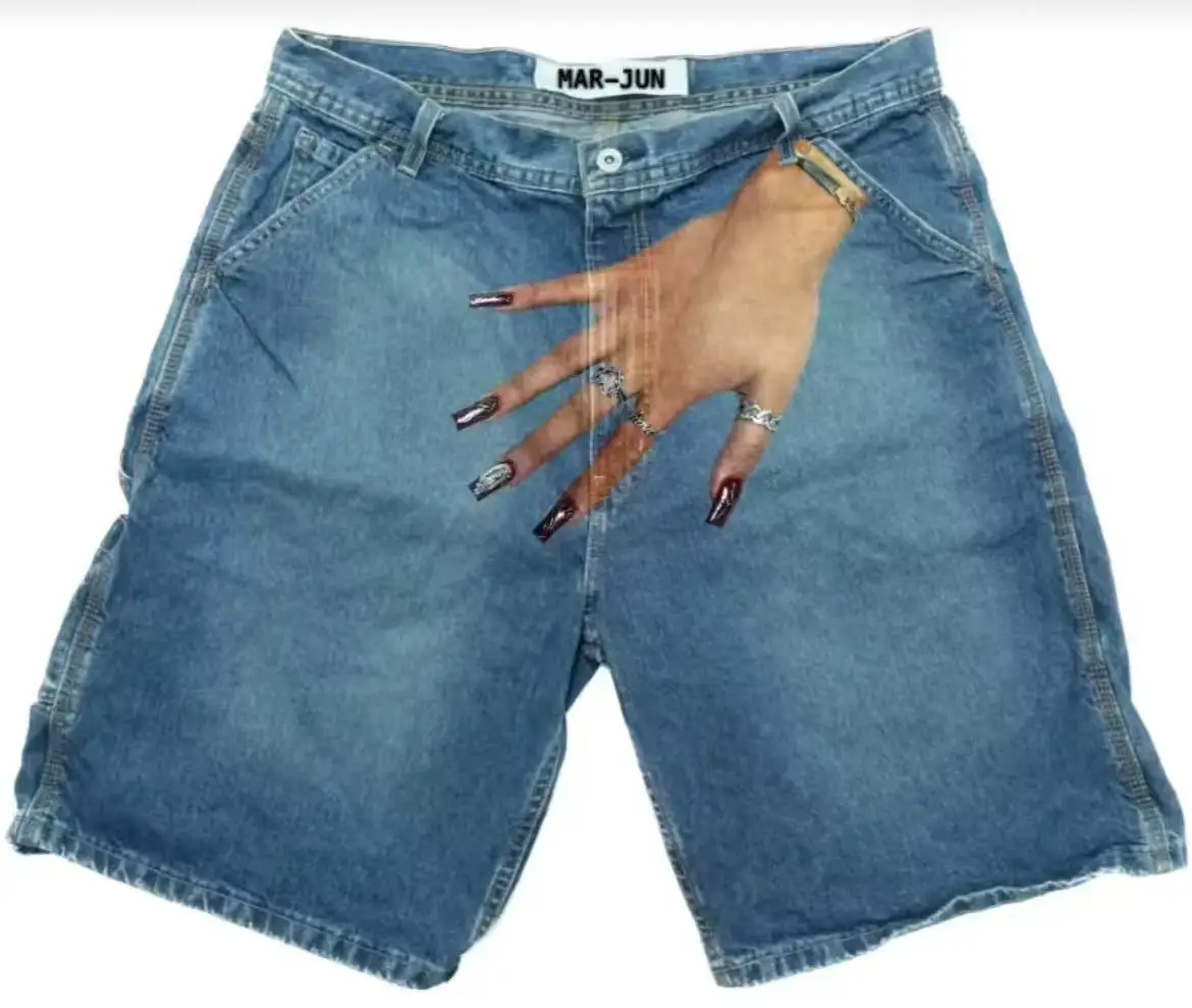 Y2K Baggy Denim Shorts vintage Finger Print Hip Hop gym shorts Harajuku Summer Men Women Gothic Men Basketball Shorts Streetwear 5