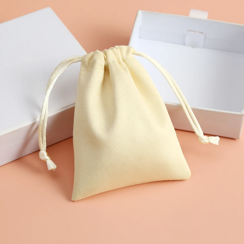 100 Flannel Jewelry Pouches Jewelry Packaging for Wedding Party Christmas Birthday Gift Jewelry Drawstring Bag Print Custom Bag