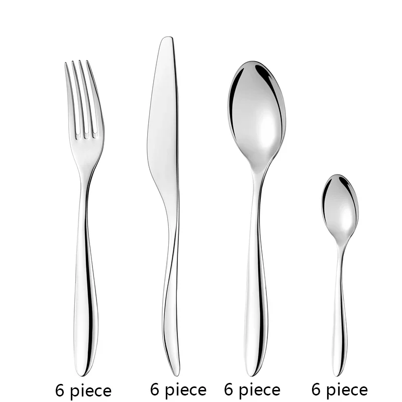 24 PCS Cutlery Set 18/10 Silver Dinner Set Classic Restaurant Stainless Steel Kitchen Wedding Dining Dinnerware Tableware