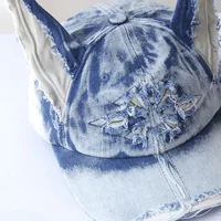 NEW Designer y2k wasteland style personalized cowboy perforated baseball cap women's three-dimensional ears street duckbill cap 2