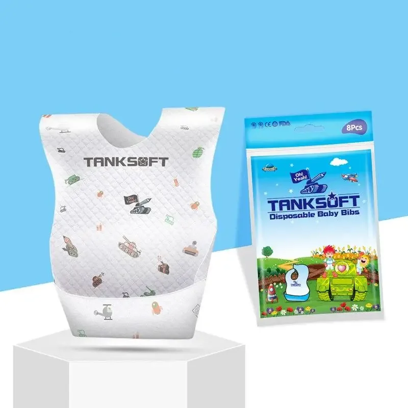 8pcs/lot Disposable Baby Bibs Feeding Apron Cute Infant Bandana Bib Girls Boys Non-woven Cartoon Scarf Travel Bibs Burp Cloths