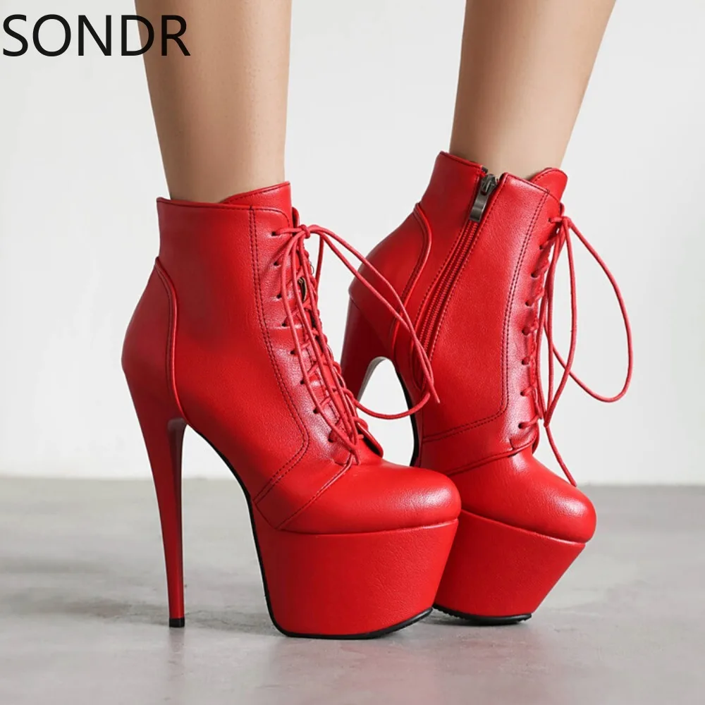 Smilice Women's Platform Ankle Boots - Stiletto Heel, Zipper Closure, Fashion Booties