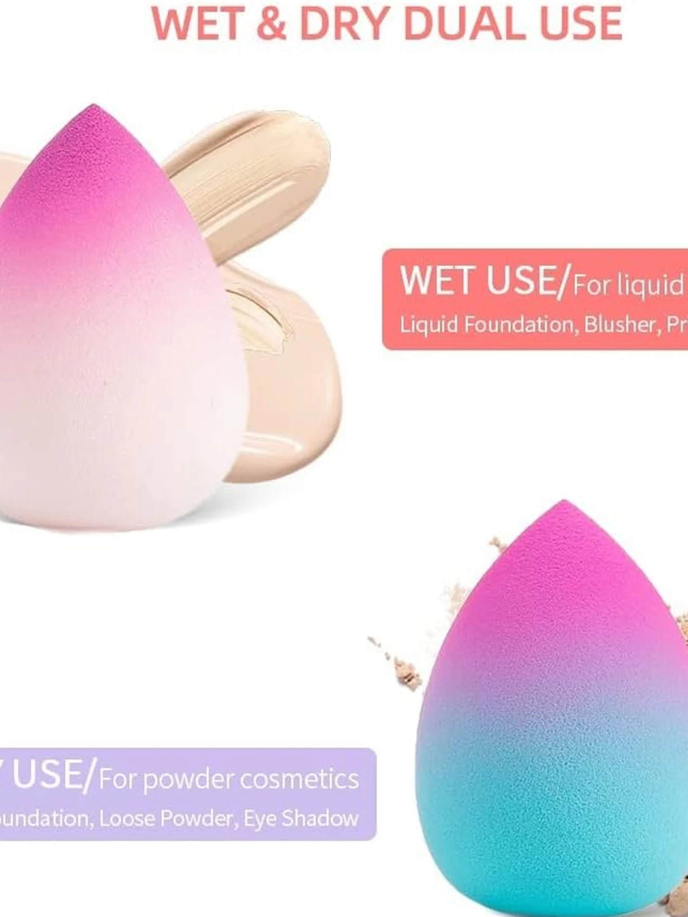 5 Pack Ombre Makeup Sponges Beauty Sponge Blender - Soft Makeup Sponge Blender for Wet and Dry 2