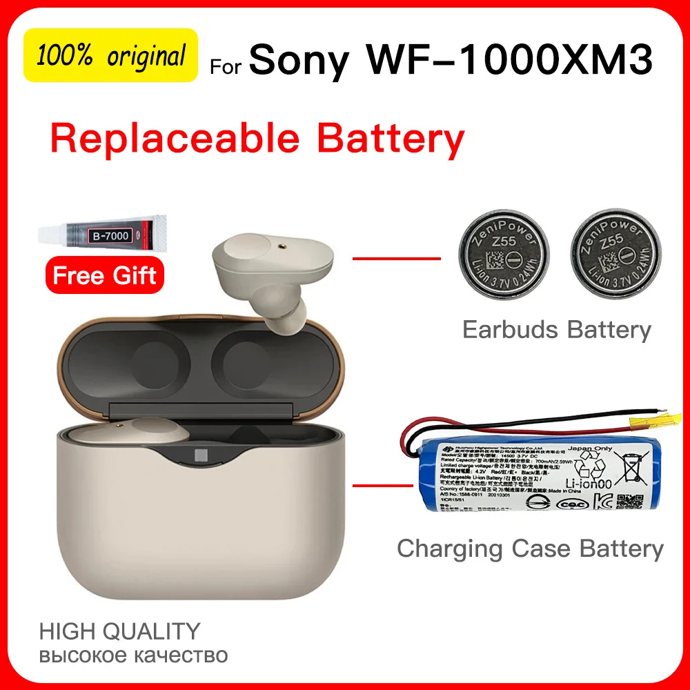 100% Nuova Batteria Zenipower Z55 Originale Per Sony Wf-1000Xm3 Wf-Sp900 Wf-Sp700N Wf-1000X Tws Auricolari 3.7V 65Mah Cp1254 Batteria