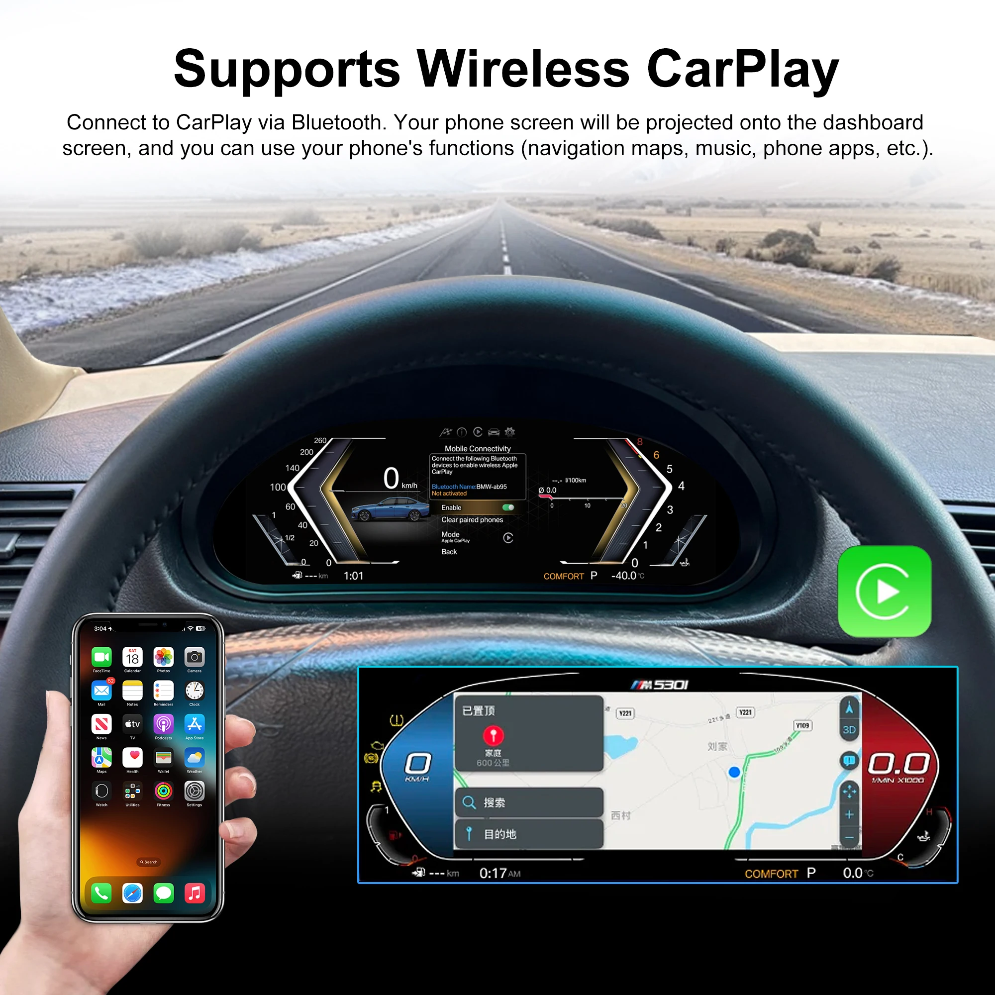 Panel de Instrumentos Digital para BMW E46 1999-2004, Cabina Virtual, Velocímetro, Compatible con CarPlay, Plug and Play 3