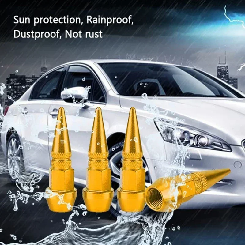 Universal Airtight Tire Valve Caps - Set of 4 for Cars, Motorcycles, and Bikes