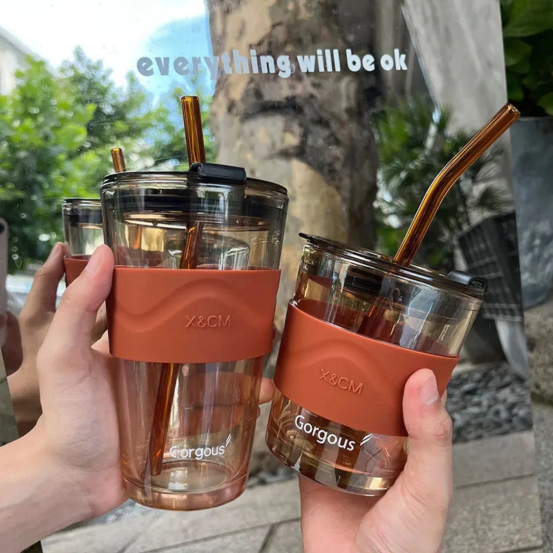 Glass Coffee Mugs With Lid & Straw, Funny Clear Travel Mugs – Standard Home  & Living