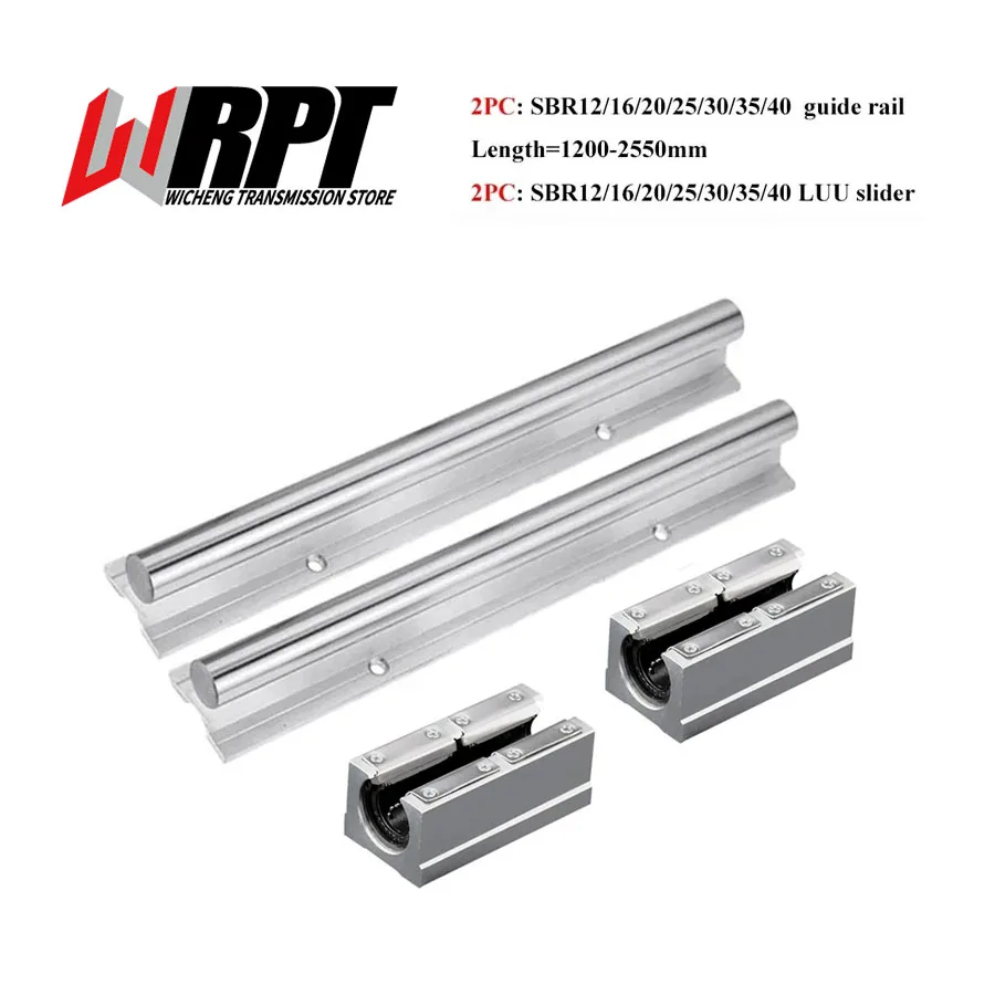 

Linear Guide 2PCS SBR12 16 20 25 30 35 40 Length 1200-2550mm 2PCS SBR12-40LUU Pressure Plate Slider Bearing DIY Mills CNC Parts