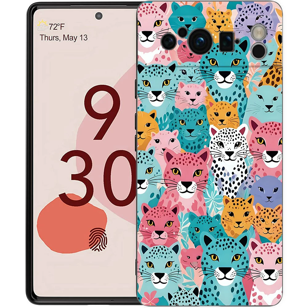 Luxury Black Soft TPU Phone Case with Pink Leopard Print Pattern